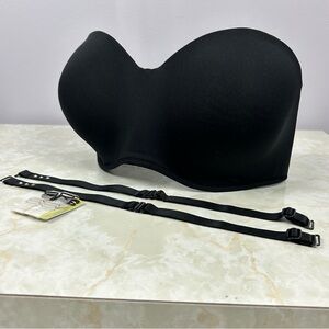 Amoena Strapless Wire Free Black Bra Size 38B